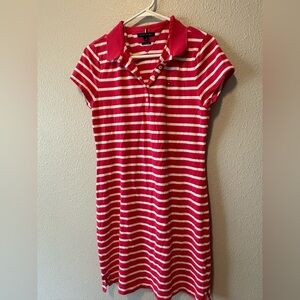 Vintage Tommy Hilfiger Pink and White Striped Polo